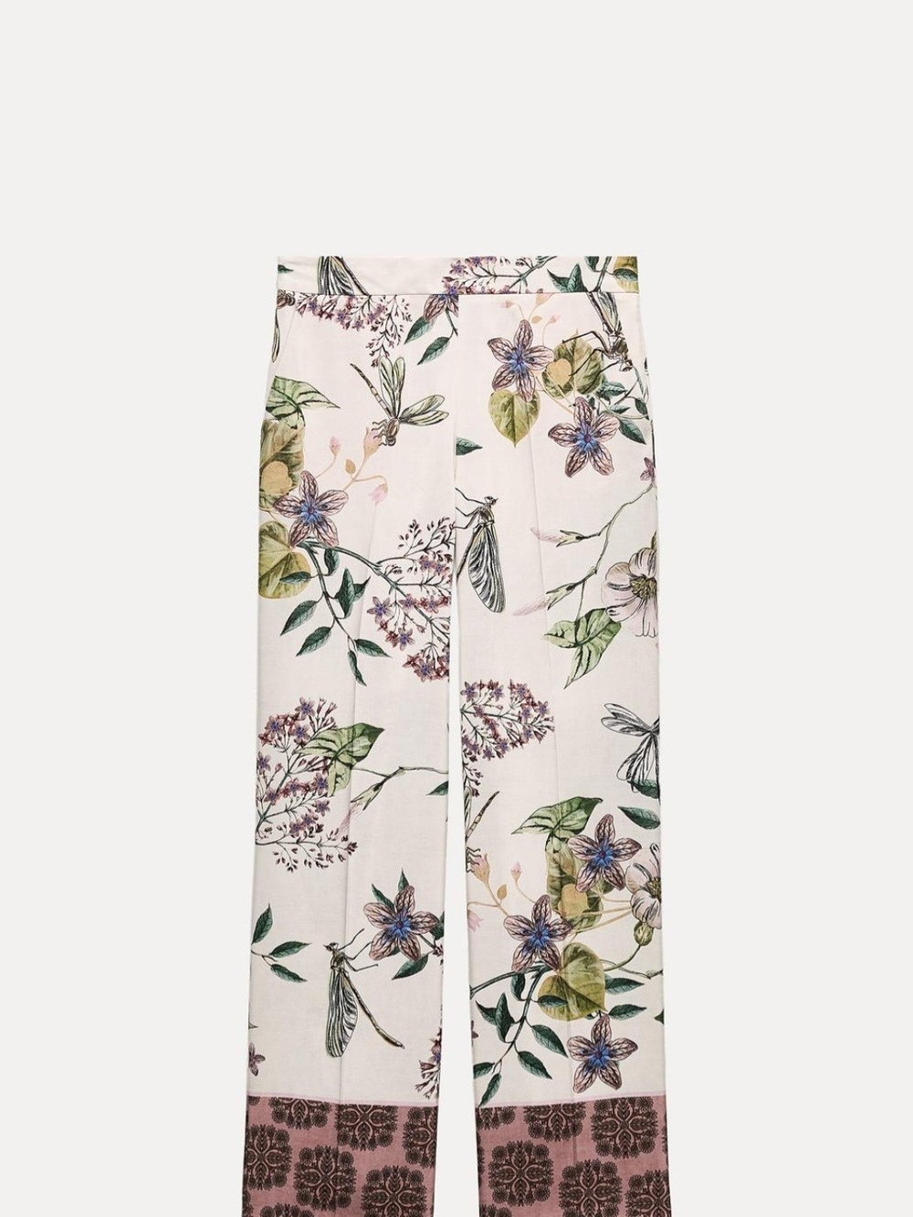 ZARA Tropical Flotal Print Pants Elegant Straight Leg Relaxed Pants - Picture 4 of 14
